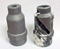 LEFT: Stainless steel full cone nozzle. RIGHT: same nozzle after spraying with limestone slurry. The erosion and corrosion occurred in less than 2 weeks, demonstrating the need for choosing the correct nozzle material to suit the conditions.