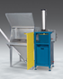 compaction is drawn onto cartridge filters equipped with air nozzles that cause collected dust to fall into the hopper on a timed cycle, conserving useable material while protecting plant personnel. An enclosed flexible screw conveyor transports material at any angle. This Manual Dump System from Flexicon collects dust generated