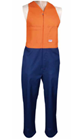 Cotton Drill Sleeveless Overalls |  Action Back Two Tone